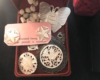 Carved shell jewelry