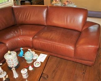 Contemporary brown leather sectional sofa