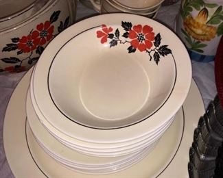 Hall red poppy plates and bowls