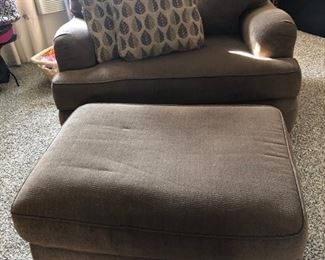 Upholstered loveseat and ottoman