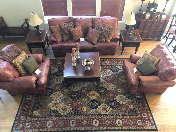 Walter E. Smithe Sofa and matching chairs, Matching End and coffee tables 