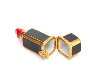 Limoges porcelain trinket lipstick box