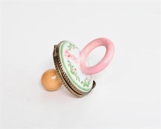 Limoges porcelain trinket box lipstick pacifier 