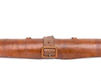 Vintage Leather Document Holder Scroll Map Carrier