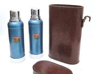 Vintage Stanley Thermos with Leather Hard Case