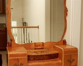 Art Deco Waterfall Vanity Dresser with Mirror