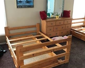  Bedframe with two drawer storage and matching Bureau with mirror