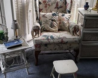 wicker furniture pieces, wing back chair