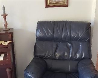 navy blue leather recliner