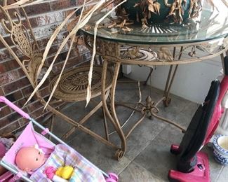 Metal Glass Top Garden Table / 2 Chairs $ 118.00