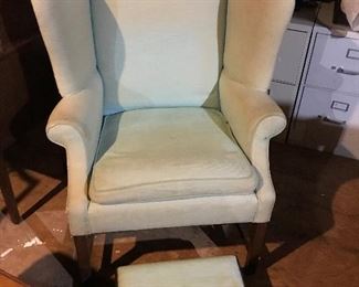 Wingback Chair / Footstool - Needs recovering $ 50.00