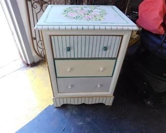 Custom hand painted  3 drawer nightstand (has some damage)