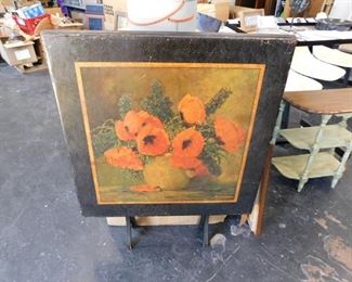 M Streck Poppy painted game table 