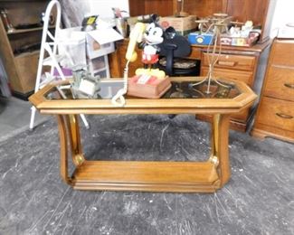 Wood glass top sofa entrance table