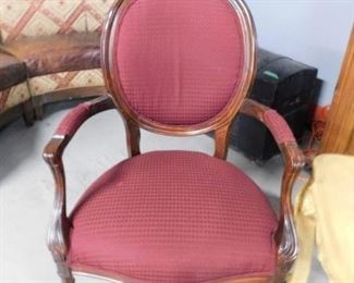 solid wood burgundy fabric French Provincial chair