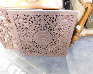 Ornate 2x2 carved wood wall mount decor