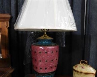 Vintage ceramic table lamp with shade