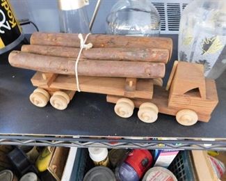 Vintage wooden log hauling truck