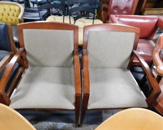 2 Kimball upscale solid wood frame fabric padded  guest armchairs