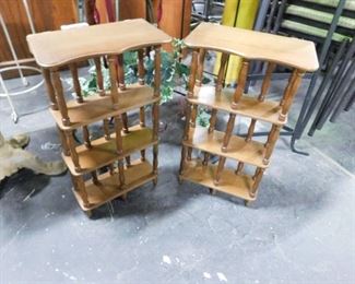 (2) solid wood table top or wall mount display shelving
