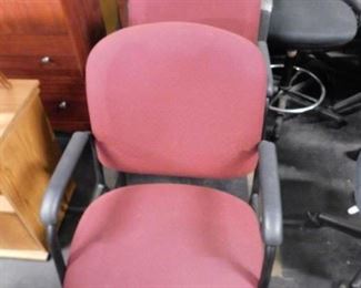 (2) Globe burgundy padded fabric guest rm chairs