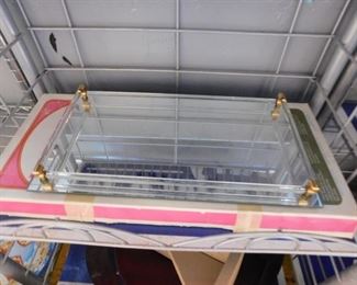 Vintage brass & lucite dresser mirror