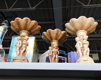 (3) Vintage Cherub candle holders