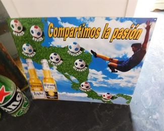 Corona Light Mexican soccer metal sign