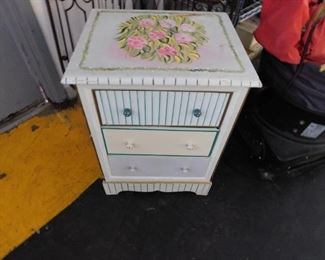 Custom hand painted  3 drawer nightstand (has some damage)