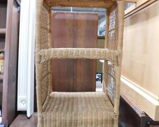 Wicker shelving unit