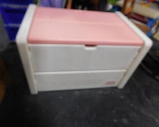 Retired 3 foot white & pink Little Tikes girls poly toy box