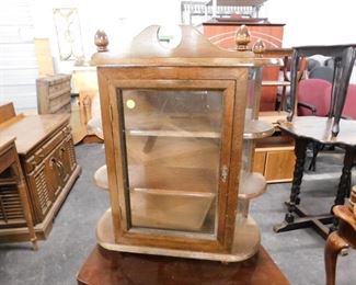 Solid wood with glass panel wall mount or table top knick knack cabinet