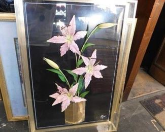 Jon Gilmore signed floral 3 D shadow box 24.5 W x 35.5"H 