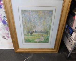 Framed & Matted Claude Monet 1880 "Woman sitting under the willows"  Oil?