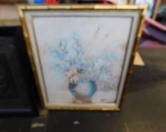 Framed textured oil painting signed 1984