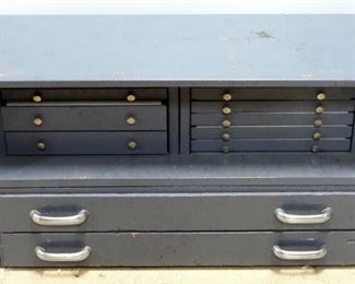 Custom Wood 10-Drawer Tool Cabinet With Drill Bits Of Various Sizes, Punches And Chisels