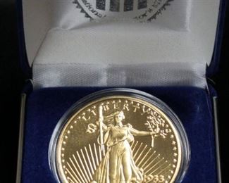 1933 Double Eagle 14 mg 24K Gold Clad Tribute Proof, Non-Monetary $20 Coin, In National Collectors Mint Case