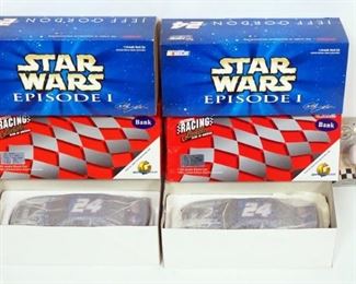 Jeff Gordon 1:24 Diecast #24 Star Wars Episode 1 1999 Monte Carlo Banks (2) And Jeff Gordon Racing Helmet Lamp Finial
