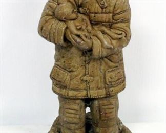 Statuette Of Firefighter Carrying A Baby, 16" Tall