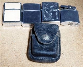 Lighter Collection, Includes Zippo Qty 3, Omscolite, And Leather Zippo Holster