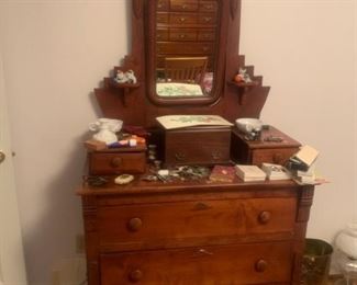 Antique chest with mirror
