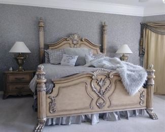 King size bed, matching nighchests, & armoire