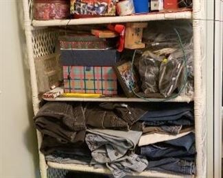 Jeans and other clothing / Wicker Shelf Unit