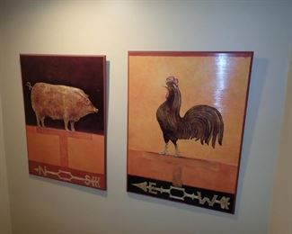 LARGE PIG & ROOSTER WALL ART