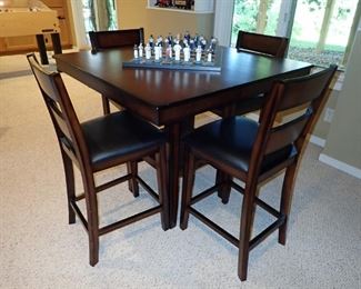 PUB TABLE AND 4 HI-TOP CHAIRS