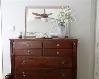 HI-BOY DRESSER / MIRROR/ VASES