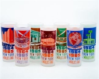 Lot 25. 1964/1965 New York World's Fair Glasses featuring various scenes. 
