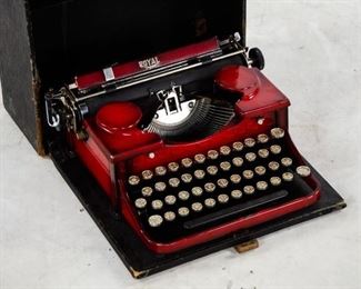 Lot 85. Royal Sunburst Red Portable Typewriter 1920's.