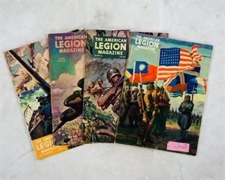 Lot 66. Four vintage The American Legion Magazine. The issues included are April 1943, June 1943, July 1943, and October 1943.