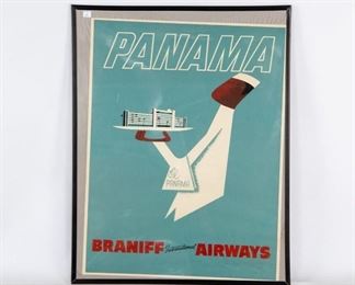 Lot 196. Panama Braniff International Airways Poster.